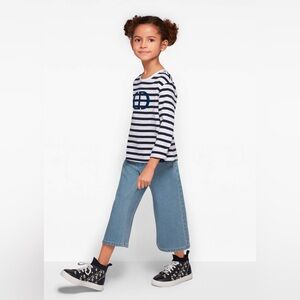 Authentic Baby Dior Girls Navy & White Striped Tee Shirt - Size 10
